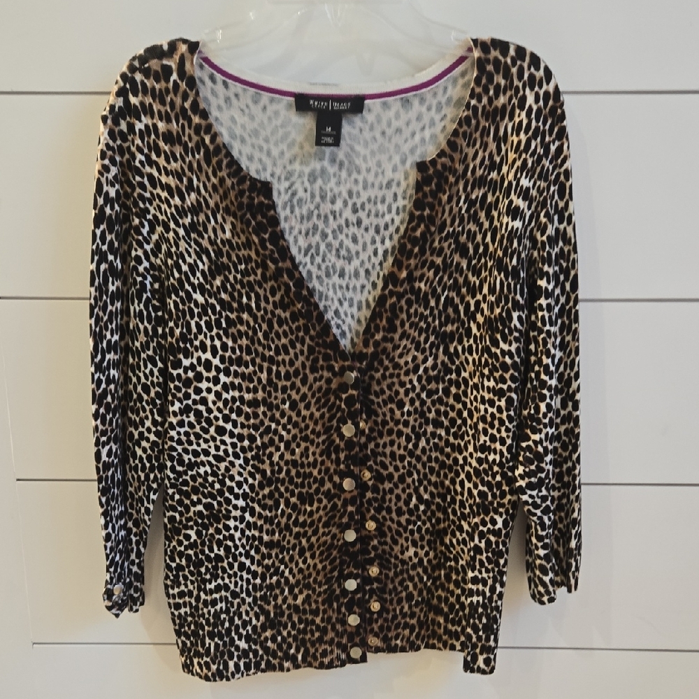 Karen Scott Leopard Print Button Down Shirt